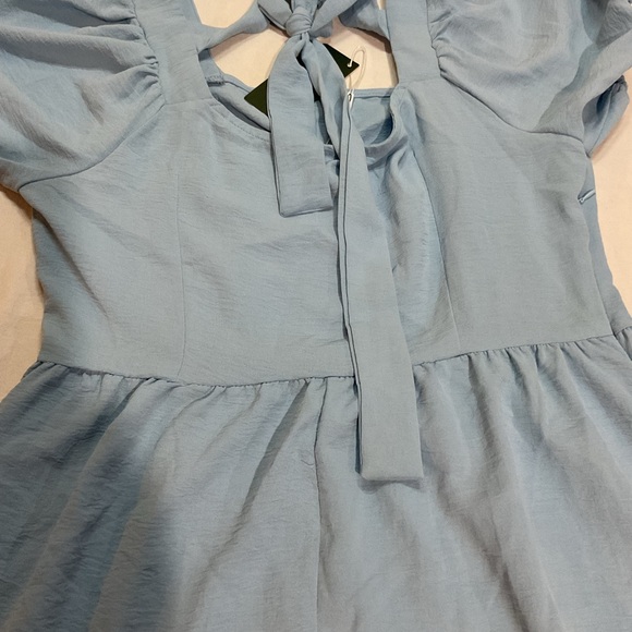 NWT Ofeefan Baby blue puff sleeves square neck tie in back with zipper medium - Picture 7 of 8